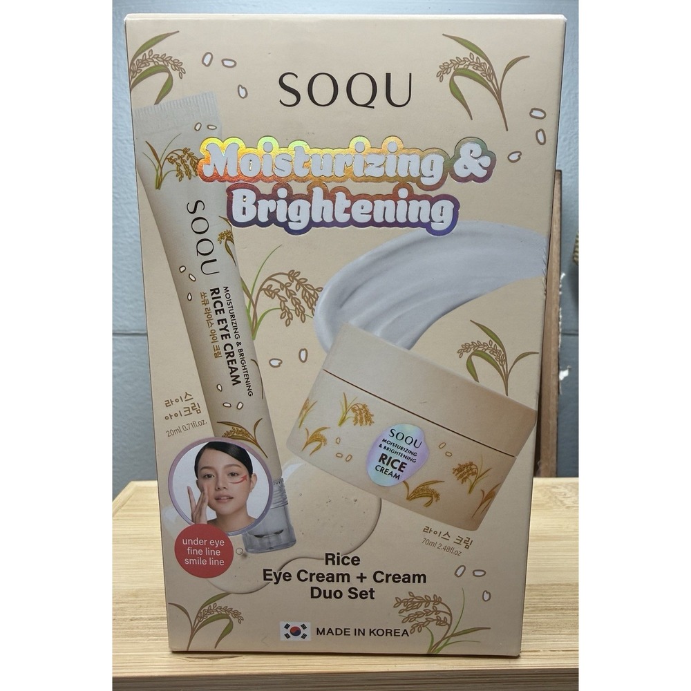 SOQU Cleansing Rice Duo Set Moisturizing Korean Beauty Rice Eye Cream Korean New